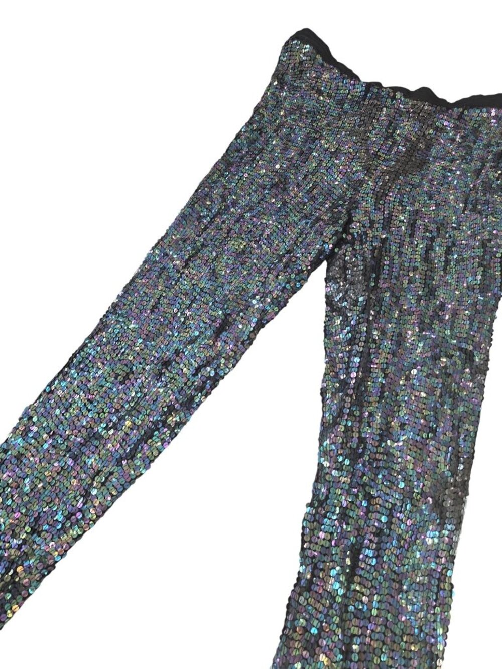 Raiment Fashions New York Multicolor Sequin Silk Pants M  Glitter Party Wear